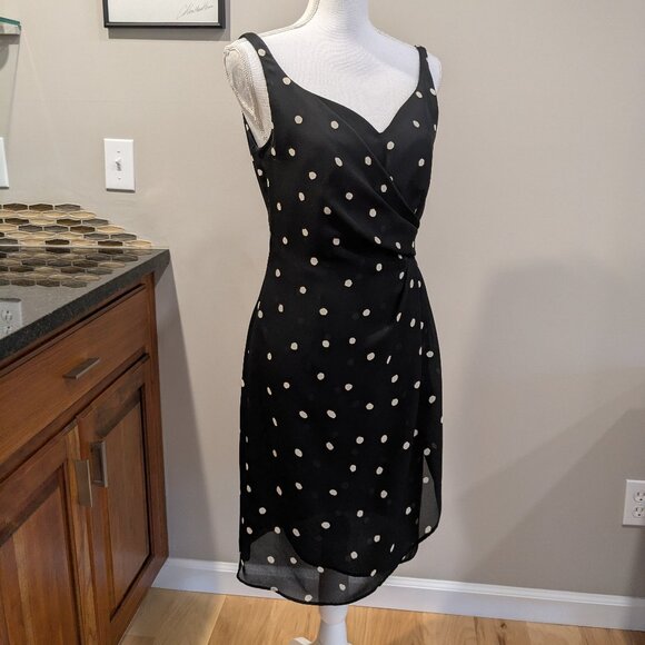 David Warren New York Black & White Polka Dot Faux Wrap Dress | Size 6 - Picture 1 of 6